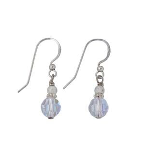 Vintage Sterling Silver 925 AB Aurora Borealis Crystal Drop Earrings